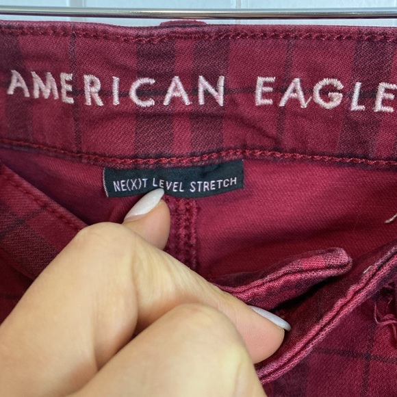 💚American Eagle | High Rise Jegging - Red buffalo Plaid Pants - US8 - Picture 2 of 5